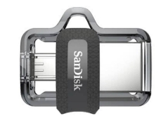 Slika MICRO USB & USB DISK SANDISK 64GB ULTRA DUAL, 3.0, srebrno-črn, drsni priključek