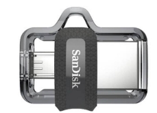Slika MICRO USB & USB DISK SANDISK 128GB ULTRA DUAL, 3.0, srebrno-črn, drsni priključek