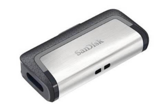Slika USB C & USB DISK SANDISK 64GB ULTRA DUAL, 3.1/3.0, srebrno-črn, drsni priključek