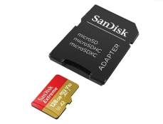Slika SDXC SANDISK MICRO 128GB EXTREME KAMERA/DRON, 170/80MB/s, UHS-I S, U4, C10, V30, adapter