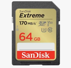 Slika SDXC SANDISK 64GB EXTREME, 170/80 MB/s, UHS-1, C10, U3, V30