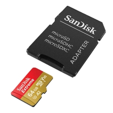 Slika SDXC SANDISK MICRO 64GB EXTREME KAMERA/DRON, 170/80MB/s, A2, UHS-I, V30, C10, U3, adapter