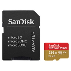 Slika SDXC SANDISK MICRO 256GB EXTREME PLUS, 200/140MB/s, A2, UHS-I, V30, U3, C10, adapter