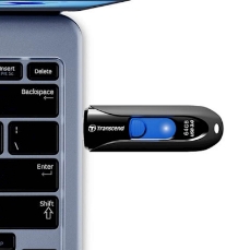 Slika USB DISK TRANSCEND 64GB JF 790, 3.1, črn, brez pokrovčka, drsni priključek