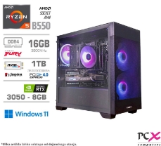 Slika Računalnik PCX Exton, Ryzen 5 5600/16GB/1TB/RTX3050/RGB/Win11 Home