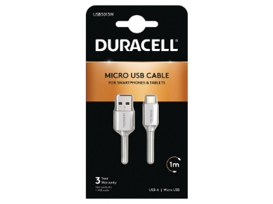 USB5013W Duracell USB-A to Micro USB Cable 1m