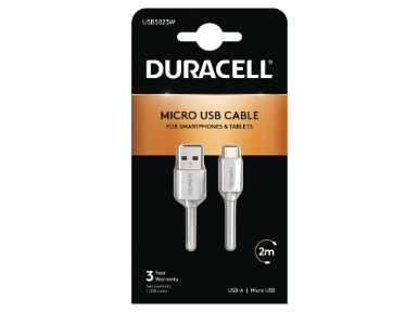 USB5023W Duracell USB-A to Micro USB Cable 2m