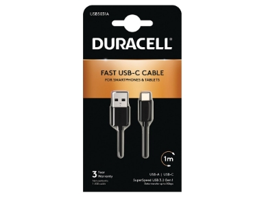 USB5031A Duracell USB-A to USB-C Charge Cable 1m