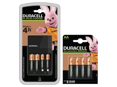 BUN0081A Duracell 4 Hour Charger + 6 AA, 2 x AAA