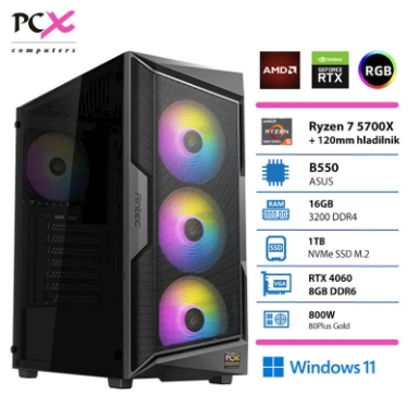 Računalnik PCX Extian R7 5700X 16GB 1TB RTX4060 W11