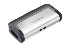 Slika USB C & USB DISK SANDISK 32GB ULTRA DUAL, 3.1/3.0, srebrno-črn, drsni priključek