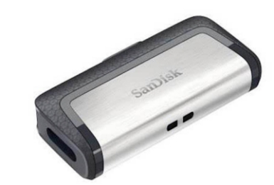 USB C & USB DISK SANDISK 32GB ULTRA DUAL, 3.1/3.0, srebrno-črn, drsni priključek