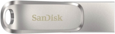 USB C & USB DISK SanDisk 32GB Ultra Dual LUXE, 3.1, srebrn, kovinski, branje do 150MB/s